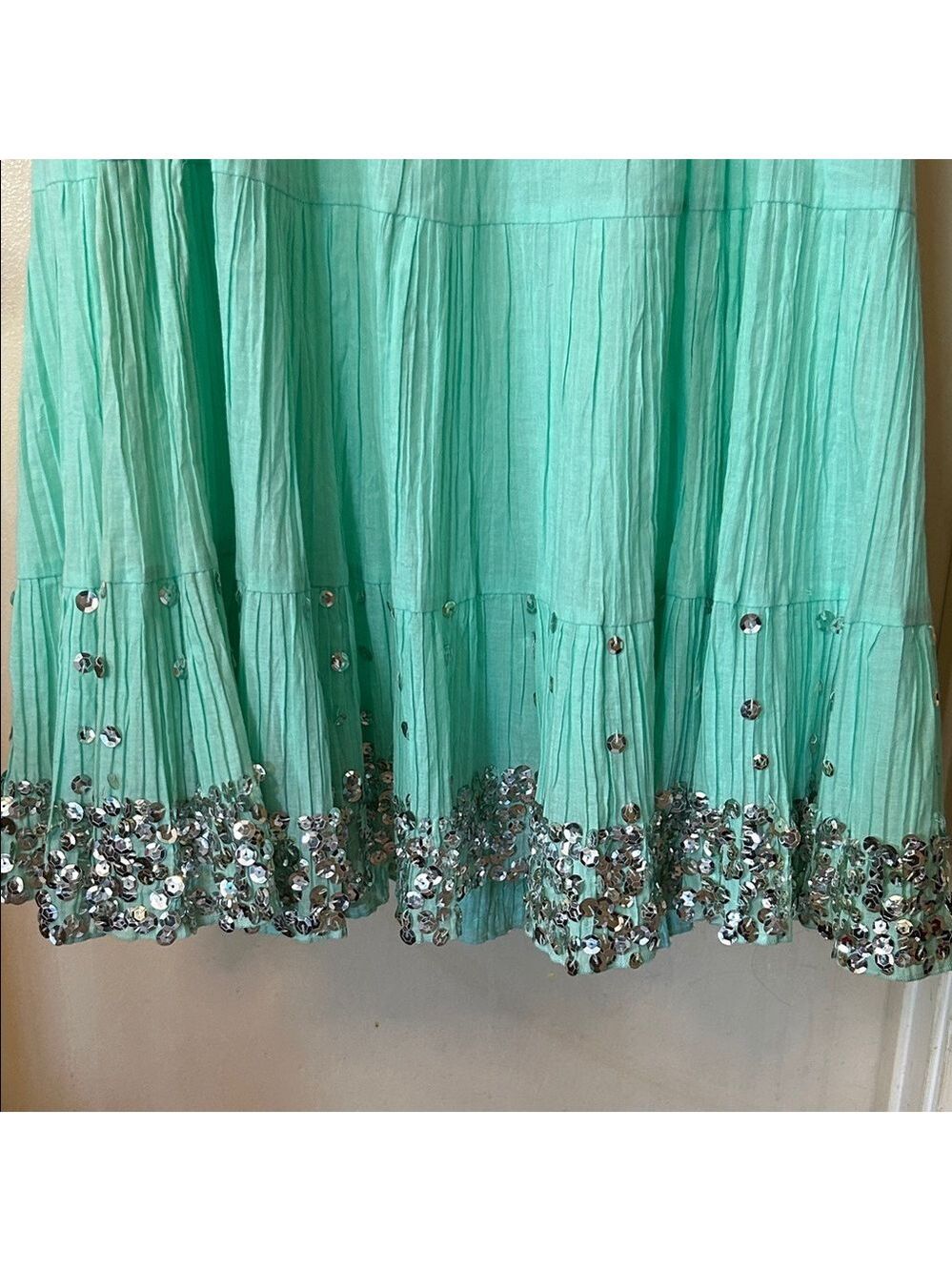 Sweet by Miss Me Mint A-Line Skirt with Sequin Hem size L - Picture 10 of 11